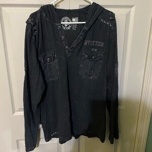 Affliction men’s Henley hooded shirt 3XL